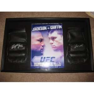 Rampage Jackson Forrest Griffin Signed Glove Shadowbox Autographed