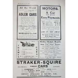  1908 Adler Cars Motor Straker Squire Thames Taft Wright 