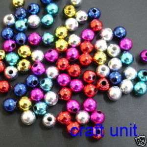 200 Plastic 6mm round bead shiny metallic c449 U PICK  
