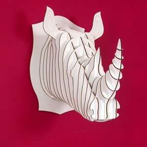  Robbie The Rhino Recycled Cardboard Sculpture White Large 