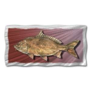 43x22 carp freshwater fish metal wall art, modern home decor, wall 