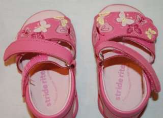 New STRIDE RITE BABY CAMERON Pink Sherbert Leather SANDALS Girls 