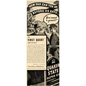  1936 Ad Quaker State Motor Oil Car Automobile Engine 