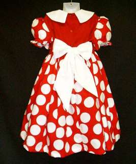 Disney Embroidered Minnie Dots Dress Deluxe Custom Sz  
