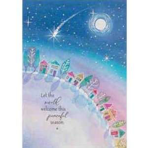  Starlit neighborhood holiday greeting card. Health 