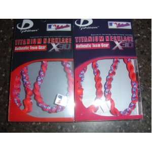  2 Phiten Texas Rangers 22 inch MLB Necklaces 1 2 rope and 