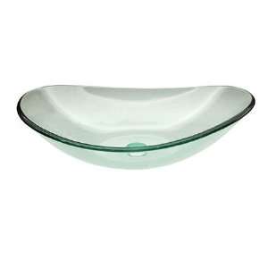  Bathroom Clear Boat Shape Glass Vessel Sink for Vanity 