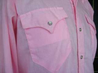   Pink CUSTOM Fitted WESTERN Cowboy PEARL SNAP Square Dance SHIRT Vtg M