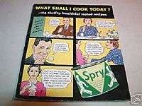Vintage SPRY Vegetable Shortening Advertising 1930s  