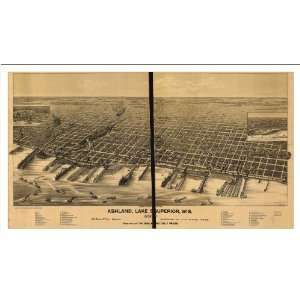 Historic Ashland, Wisconsin, c. 1890 (L) Panoramic Map Poster Print 