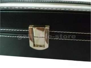 New Black Leather 6 Grid Watch Display Box Show Case Jewelry Storage 