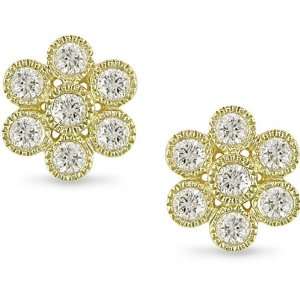  14k Yellow Gold 1/2ct TDW Diamond Flower Earrings Jewelry