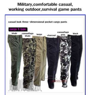Mens Cargo pants Military Casual Working outdoor Survival game pants 