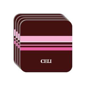 Personal Name Gift   CELI Set of 4 Mini Mousepad Coasters (pink 