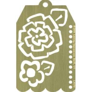  Brass 4x6 Embossing Template Flower Gift Tag