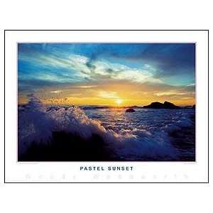  Pastel Sunset Surfing Poster Print