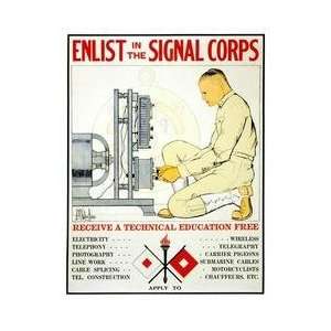  Enlist in the Signal Corps 12x18 Giclee on canvas