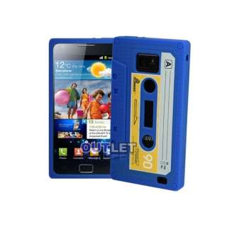 Blue Cassette Tape Soft Case Cover for Samsung i9100 Galaxy S 2 SII 
