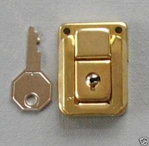 Small Box Lid Latch/Catch W/Lock and Key Brass Plate  