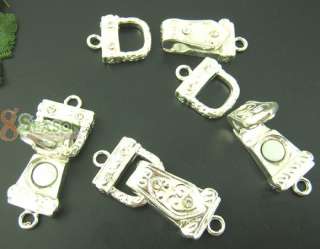 10Sets SP Rhinestone Tie Magnetic Clasps 30x13mm  