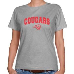 Houston Cougars Tee Shirt  Houston Cougars Ladies Ash Mascot Arch 