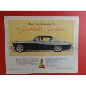  1955 Studebaker Speedster, print advertisement (black/gold car 