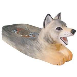  Wolf Dish (Hand Carved & Painted) (Paperclip/Coin Holder 