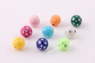 200 Pcs Mixed Color Star Acrylic Spacer Loose Beads Findings charms 