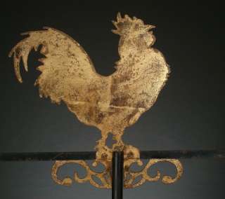WEATHER VANEANTIQUE ROOSTER from CAWOOD HOMESTEAD, GILDED IRON, 18.5 
