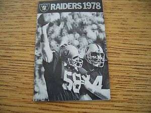 1978 NFL Oakland Raiders Football Pocket Schedule PSA  