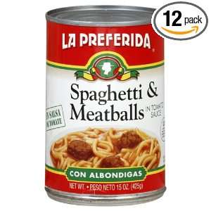 La Preferida Spaghetti & Meatballs, 15 Ounce (Pack of 12)  