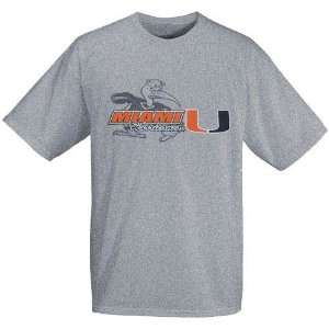 Miami Hurricanes Ash Mascot Backdrop T shirt  Sports 
