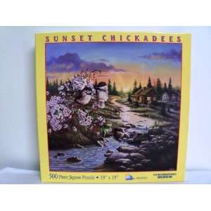   SunsOut 500 Piece Jigsaw Puzzle Sunset Chickadees 
