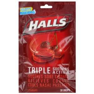  Halls Triple Soothing Action Cough Drops   Cherry, 30 ct 