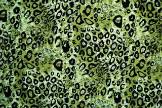 100% Rayon Challis Fabric Leopard Skin Print Olive Green 57 Wide By 