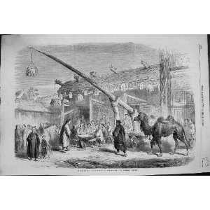  1861 SCENE TEA HOUSE PEKIN CHINA CHINESE PEOPLE CAMEL 
