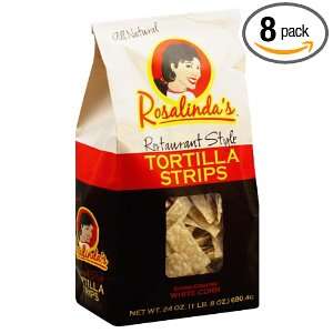 Rosalindas Tortilla Chips, Restaurant Style, 24 Ounce Bags (Pack of 8 