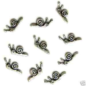 10 Silver Plated Snail Beads Snails  