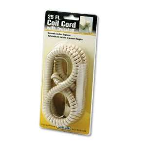 Softalk  Twisstop Detangler with Coiled, 25 Foot Phone Cord, Ivory 