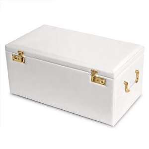   Soft White Leather Jewelry Box With Jewelry Roll