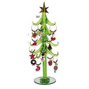  Art Glass Christmas Tree with Wine Charm Ornaments