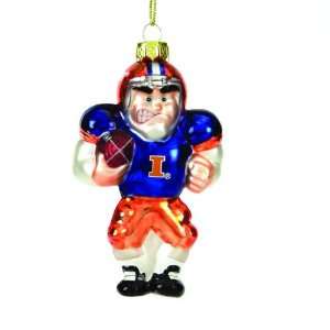  Illinois Glass Football Player Ornament (Set of 3) Sports 