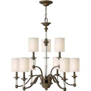  Sussex Two Tier Chandelier With Fabric Cylinder Shades in 