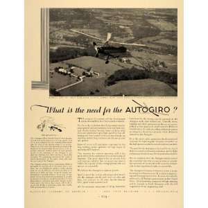   Ad Autogiro Airplane Aviation Juan de la Cierva   Original Print Ad