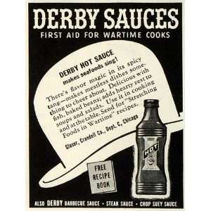 1943 Ad Derby Hot Sauce WWII Wartime Cooks Condiments Glaser Crandell 