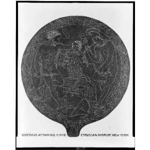  Odysseus,Circe,Etruscan mirror,NY,F. Eudell 1800s