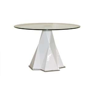   47 White Round Glass Top Dining Table By Diamond Sofa