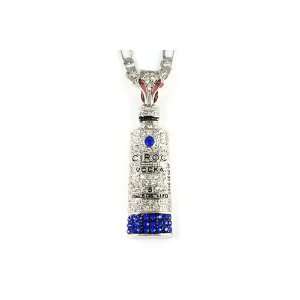  NEW Iced Out CIROC VODKA Pendant 24Figaro Chain SM Slv 