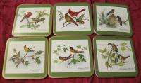 Vintage PIMPERNEL Coasters NORTH AMERICAN SONG BIRDS ~ Set of 6 in Box 