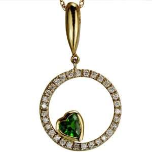    Gold Circle Diamond Pendant with Small Heart DaCarli Jewelry